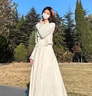 RUIQIUER新中式連衣裙女春秋季新款女裝改良旗袍中國風上衣半身裙子套裝 兩件套 S 曬單實拍圖