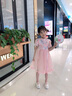 mlgt kids童裝女童連衣裙夏季寶寶裙子短袖碎花公主裙?jié)h服旗袍表演服 粉紅色 90cm（建議80-90cm） 曬單實拍圖