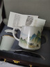 典躍冰種羊脂玉茶杯男士高檔描金辦公室茶水分離泡茶杯白瓷個(gè)人老板杯 大師手繪（青山綠水） 曬單實(shí)拍圖