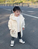 G.DUCKKIDS小黃鴨童裝女童羽絨服2024新款洋氣冬季女寶寶加厚中長款兒童冬裝 米白 100 建議2~3歲【 90-100cm】cm 曬單實拍圖
