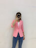 簡(jiǎn)蜓小西裝女春夏新款七分袖女士上衣薄款休閑修身韓版短款西服外套 粉色七分袖 S（建議：80-90斤） 曬單實(shí)拍圖
