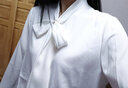 初申長(cháng)袖襯衫女緞面通勤百搭時(shí)尚蝴蝶結白襯衣S132C2366 曬單實(shí)拍圖