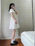格邏恩夏季短袖新款連衣裙女學(xué)生少女生裙子夏天2023法式小眾收腰初戀裙 白色 均碼（可備注碼數(shù)） 曬單實(shí)拍圖