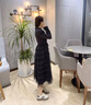 AUI西裝連衣裙女2023秋季新款名媛氣質(zhì)假兩件黑色中長款網(wǎng)紗蛋糕裙 黑色 S 曬單實(shí)拍圖