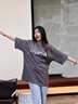Foss Phil短袖t恤男女士夏季麂皮絨美式潮流簡(jiǎn)約印花打底衫男裝DT11深灰XL 曬單實(shí)拍圖