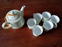 連山閣（LIAN SHAN GE）  陶瓷茶壺過(guò)濾家用泡茶器大號功夫茶具單壺帶網(wǎng)隔內膽杯子套裝沖茶壺 方壺玉蘭花陶瓷過(guò)濾一壺六杯 曬單實(shí)拍圖