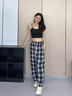 柯菲沃黑白格子褲子男款春秋美式復古闊腿褲潮牌直筒寬松慵懶風(fēng)休閑褲男 美邦-M34黑色 XL 曬單實(shí)拍圖