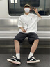361°運(yùn)動套裝男裝夏季新款POLO衫短褲跑步套裝大碼運(yùn)動服健身服兩件套 本白/黑色 L(175/96A)男 曬單實(shí)拍圖