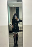 藏顏法式小香風(fēng)長袖拼接連衣裙感甜美收腰顯瘦單排扣西裝裙秋 黑色連衣裙+腰帶 L 建議100-120斤 曬單實拍圖
