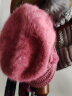 斯普琳兔毛线帽子女秋冬季时尚鸭舌帽冬天针织帽加绒加厚保暖妈妈护耳帽 蔷薇粉 实拍图