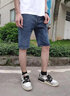 雀里夏季薄款男裝五分褲牛仔短褲2023男士新款外穿休閑彈力中褲子男款 331藍灰 34 曬單實(shí)拍圖