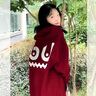 LPOX衛(wèi)衣女oversize寬松外套女秋冬款美式國(guó)潮流高街韓系上衣外穿 秋冬-酒紅色[加絨款]-優(yōu)質(zhì) S 60-85斤 曬單實(shí)拍圖