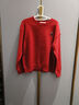 唐獅女左胸小熊繡花圓領(lǐng)毛線(xiàn)衫dt 圣誕紅 S 曬單實(shí)拍圖