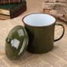 威慶 加厚老式搪瓷杯口杯加大號茶缸子懷舊復古辦公室水杯軍綠色茶杯鐵杯帶蓋 12cm軍綠色介杯 曬單實(shí)拍圖