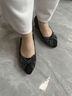 斷碼清倉真皮單鞋女2023春秋新款百搭粗跟瓢鞋低跟豆豆鞋子 黑色 38 曬單實(shí)拍圖