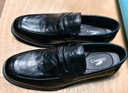 卡帝樂鱷魚（CARTELO）男士皮鞋軟底套腳商務(wù)休閑鞋樂福鞋透氣一腳蹬皮鞋男9906黑色38 曬單實拍圖