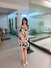 AEMAPE法式碎花V領(lǐng)泡泡袖氣質(zhì)連衣裙女夏2025新款遮肚顯瘦夏季裙子 黑色 L (105-115斤拍) 曬單實拍圖