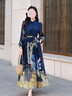 帝弗·潤(rùn)馳優(yōu)雅印花長(zhǎng)款雪紡連衣裙2025新款女秋季輕奢高級(jí)感氣質(zhì)超長(zhǎng)款裙子 藍(lán)色 M 曬單實(shí)拍圖