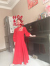 apfelbaum兒童洋氣公主裙生日紅色女童拜年服高端禮服鋼琴演奏古箏演出服冬 酒紅色長(cháng)款（加厚款） 140 曬單實(shí)拍圖