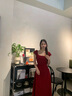 GARNUO紅色小飛袖吊帶連衣裙子女夏季法式訂婚禮服敬酒服紅裙子收腰長裙 紅色 XS【80-100斤】 曬單實拍圖