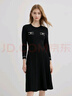 Scofield小香風(fēng)女裝法式輕奢圓領(lǐng)收腰氣質(zhì)黑色長(cháng)袖連衣裙 黑色 L 170 曬單實(shí)拍圖