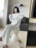 SUPISRRE輕奢法式半邊絨睡衣秋冬季女珊瑚絨笑臉甜美加厚高級感外穿家居服 淡藍色 均碼 曬單實(shí)拍圖