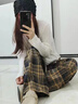 浪莎格子褲女春秋新款高腰垂感顯瘦直筒褲寬松休閑復古磨毛加絨闊腿褲 黃格-常規 M 建議96-110斤 曬單實(shí)拍圖