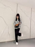 UNAE  運(yùn)動(dòng)褲女2025春秋高腰寬松顯瘦女士長(zhǎng)褲韓版薄款窄版直筒休閑褲 LH-1011黑色【春秋款】 L 曬單實(shí)拍圖