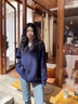 DXOT秋冬新款外套慵懶風針織毛衣開衫女休閑寬松學院風拉鏈針織衫女 藏青色 M 建議95-105斤 曬單實拍圖