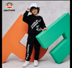 大嘴猴（paul frank）童裝衛(wèi)衣衛(wèi)褲套裝新款男女童2024秋冬舒適套頭休閑中大童兩件套裝 黑銀 120 曬單實(shí)拍圖