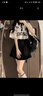 LPOX減齡學院風短袖T恤女+黑色百褶裙夏季新款寬松學生兩件套裝 白色衫+黑色百褶裙[套裝] S _60斤-85斤 曬單實拍圖
