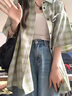 薇衣設2025新款格子短袖襯衫女春秋夏季學(xué)生韓版寬松百搭新款小個(gè)子襯衣 綠色格紋 M 曬單實(shí)拍圖