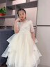 小咔衣濃（Xiaokayinong）兒童禮服公主裙長(cháng)袖花童婚禮蓬蓬紗女童主持人鋼琴演奏演出服夏季 香檳色L068中袖長(cháng)款 160 曬單實(shí)拍圖