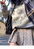 予瑾2024秋冬季手工鉤花毛衣女加厚復(fù)古寬松慵懶風(fēng)感圓領(lǐng)針織上衣 米白色 S 建議75-95 曬單實(shí)拍圖
