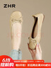 ZHR則則單鞋女法式優(yōu)雅平底淺口船鞋女通勤舒適女鞋 BK105 杏色 37  曬單實(shí)拍圖