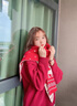 CHALL KITTY圍巾女秋冬季女士保暖圣誕鹿圍脖披肩女生日新年禮物送女朋友老婆 紅色-高端品牌禮盒裝高檔高級感 曬單實(shí)拍圖