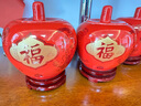 景鑫景德鎮陶瓷器花瓶蘋(píng)果家居客廳電視柜酒柜裝飾品擺件博古架儲物罐 紅色小號龍鳳金福（帶蓋）+底座 曬單實(shí)拍圖