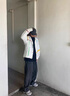 TAGD中國(guó)官方品牌店  抽繩拼接夾克男女春季個(gè)性翻領(lǐng)趣味外套男女同款 白色（款式偏寬松） M （建議身高165-175） 曬單實(shí)拍圖