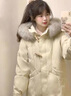 艾柔丹羽絨服女士冬季新款女裝中長款韓版大毛領(lǐng)小眾收腰顯瘦白鴨絨外套 米白色 S(建議90-110斤) 曬單實拍圖