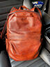 慢時(shí)光復古手工頭層牛皮背包商務(wù)男士真皮雙肩包大容量旅行包16吋電腦包 淺棕色 曬單實(shí)拍圖