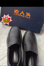 老人頭（LAORENTOU）皮鞋男秋冬商務(wù)休閑鞋牛皮套腳耐滑圓頭鞋 260278 黑加絨 44 曬單實(shí)拍圖
