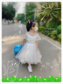 apfelbaum女童生日公主裙花童婚紗裙白色蓬蓬紗小女孩晚禮服兒童鋼琴演出服 白色前短后長(cháng) 1901 120 曬單實(shí)拍圖
