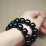 新疆和田玉青黑羊脂墨玉手鏈手持念珠老型珠玉石男女佛珠手串 手串 10mm 曬單實(shí)拍圖