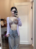 怡倩【兔耳朵奶油杯】無痕內衣女大胸顯小超薄款春夏大碼光面文胸胸罩 柔荷粉紫 75C 曬單實拍圖