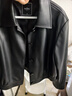 獨束大碼女裝復古港風(fēng)機車(chē)修身皮衣外套秋季新款微胖mm時(shí)尚短外套 黑色 2XL (尺碼：4) 曬單實(shí)拍圖