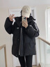 韓璐嬌（hanlujiao）黑色羽絨棉服女冬季2025新款韓系寬松學(xué)院風(fēng)百搭連帽加厚棉襖外套 黑色（帽子可拆） M 【建議100-115斤】 曬單實(shí)拍圖
