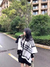 CHANEELR & KARITH圍巾女2025新款秋冬加厚斗篷外搭圍脖空調(diào)房毛線長款格子披風(fēng)披肩 黑白格子 146cm*103cm（含流蘇） 曬單實拍圖