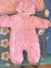 童泰秋冬季加厚婴儿衣服3月-2岁宝宝夹棉对开拉链连帽外出连体哈衣 粉色 80cm 实拍图