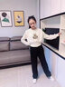 卡兔藍貓女童套裝春秋裝新款女孩兩件套中大童學(xué)生休閑兒童衛衣闊腿褲套裝 杏色 150 曬單實(shí)拍圖