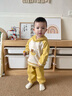 幼歌（YOUGE）嬰幼兒冬季新款小動(dòng)物印花衛衣彈力褲舒適保暖套裝 明黃色（66-80兩用襠） 90 cm 曬單實(shí)拍圖